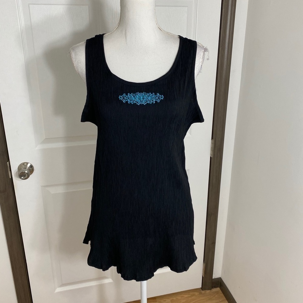 Jaclyn Smith Black Tank Top Blue Design 2X